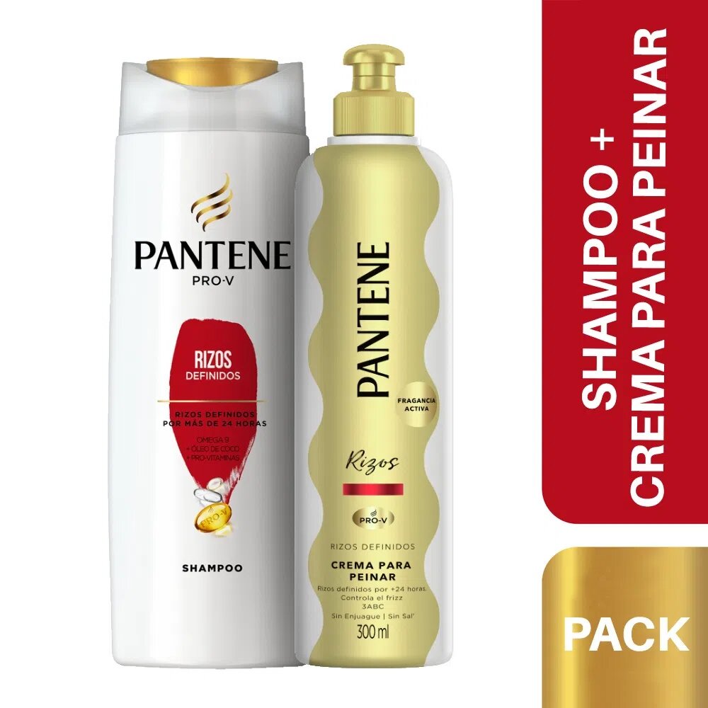 Pantene Pack Rizos Definidos Shampoo - 400ml + Crema para Peinar - 300ml