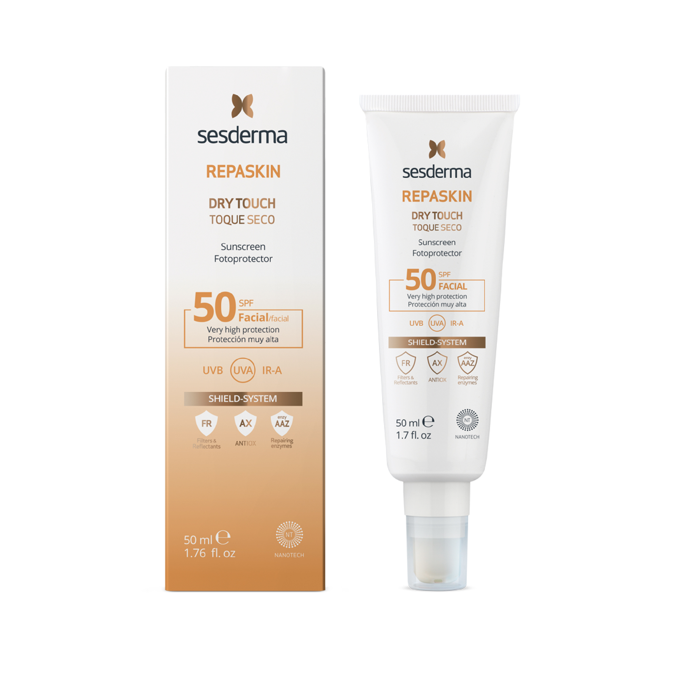 Fotoprotector Facial Sesderma Repaskin Dry Touch Toque Seco SPF 50 - Tubo 50 Ml