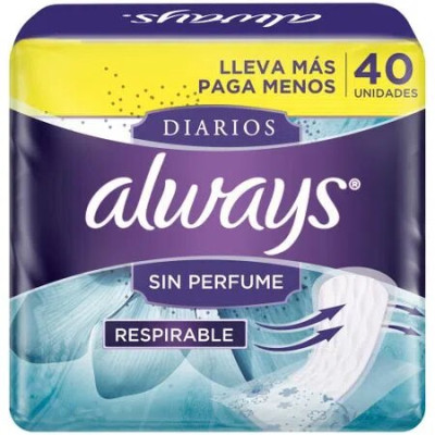 Always Diarios Protect S/Perfume  X 40 Uni