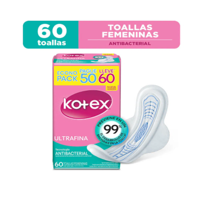 Kotex Ultrafina Antibacterial X 60 Unidades