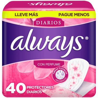 Always Diarios Protec C/ Perfume X 40 Und (Rosado)