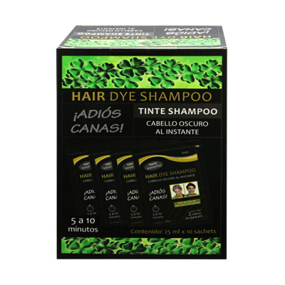 Hair Dye Tinte Shampoo Cabello Negro al Instante  - Caja 10 UN